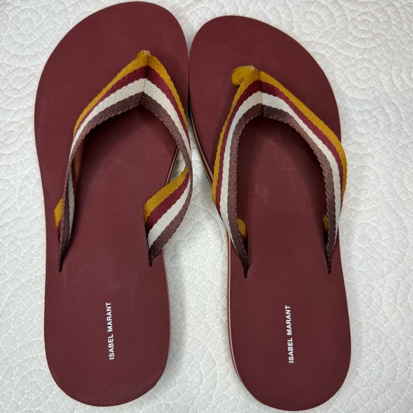 Isabel Marant Tae Striped Canvas Flip Flops - Picture 5 of 16